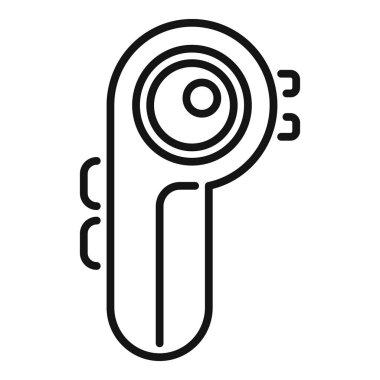 Büyük bir kamera merceği kayıt videosu olan elektronik cihaz, siyah çizgilerle sembol