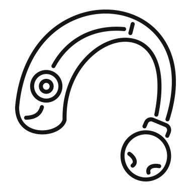 İşitme cihazının çizgi resim simgesi, kulağın arkasına işitme kaybı olan insanların sesini yükseltmek için takılan küçük bir elektronik cihaz.