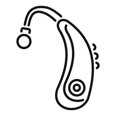 İşitme cihazının basit bir simgesi, işitme kaybı için yardımcı teknolojiyi temsil ediyor