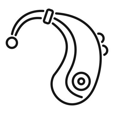 Bu basit ve minimalist simge işitme cihazını temsil ediyor, işitme kaybını iyileştirmek için tasarlanmış bir cihaz.