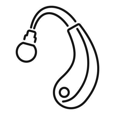 İşitme engelliler için dinleme deneyimini geliştirmek için tasarlanmış modern bir işitme cihazının basit çizgi sanat simgesi