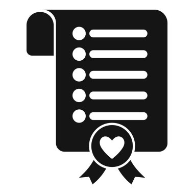 Kalbi olan bir dilek listesinin basit simgesi, istenen ögeleri göstermek için mükemmel