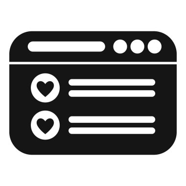 İstek listesi olan bir tarih profili gösteren bir web sitesinin siyah ve beyaz simgesi