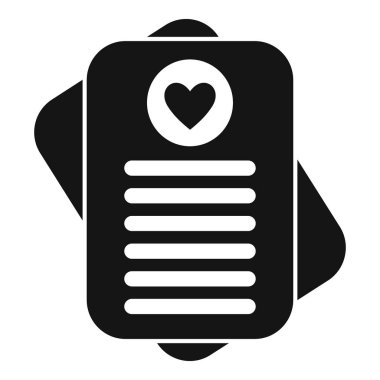 Aşk listesinin siyah beyaz simgesi, romantizmi ve ilişkileri temsil etmek için mükemmel.