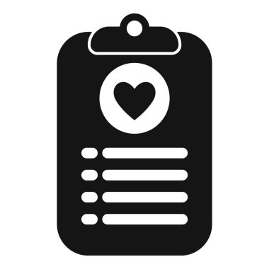 Tıbbi test sonuçlarını bir kalp şekli simgesi ile gösteren bir panonun siyah ve beyaz vektör çizimi