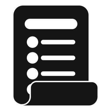 Bir listeyi temsil eden ve görevler, notlar veya hatırlatıcılar için kullanılan bir belgenin siyah simgesi