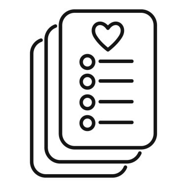 Kalbi olan bir dilek listesini temsil eden satır simgesi, Sevgililer Günü projeleri için mükemmel