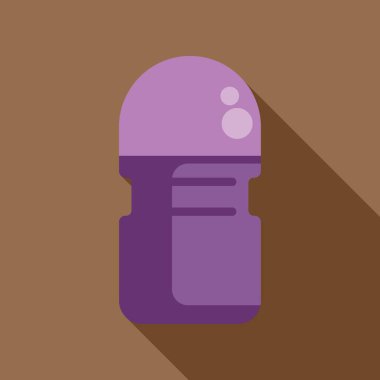 Mor deodorant çubuğu kahverengi arkaplanda uzun gölge bırakıyor, vektör illüstrasyonu