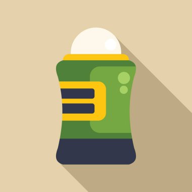 Açık kahverengi arka planda uzun gölgeli deodorant üzerine yeşil rulo