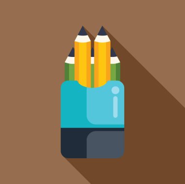 Çizim ve yazım için grafit kalemler içeren mavi kalem kutusu.