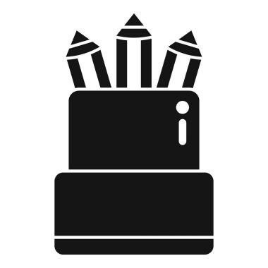 Kalem kutusunun siyah ve beyaz vektör çizimi çizime hazır.