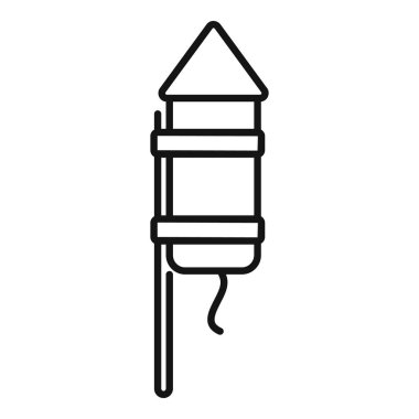 Havai fişek roketinin basit sanat simgesi festival kutlaması için fırlatılmaya hazır.