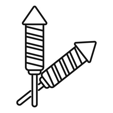 Yeni yıl arifesinde fırlatılmaya hazır iki havai fişeğin çizgi resim simgesi