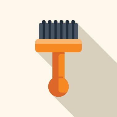 Tahta saplı temizlik fırçası uzun gölge, basit düz vektör simgesi