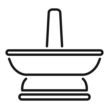 Bir küvetin minimalist vektör çizimi, ev eşyaları ve banyo ekipmanları ile ilgili web siteleri veya uygulamalar için idealdir.