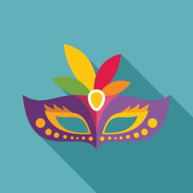 Tüylü renkli karnaval maskesi, gizem ve kutlama çağrıştırıyor