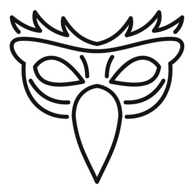 Gagalı bir Venedik karnaval maskesinin çizgi çizimi gizemi ve kutlamayı simgeliyor.