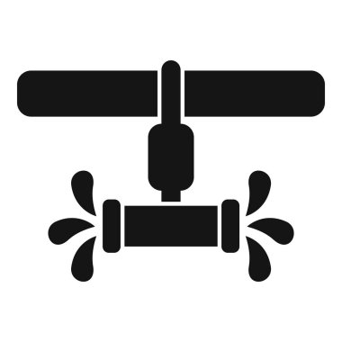 Sızdıran bir su borusunun kapakçık ve basınç göstergesi ile basit vektör simgesi