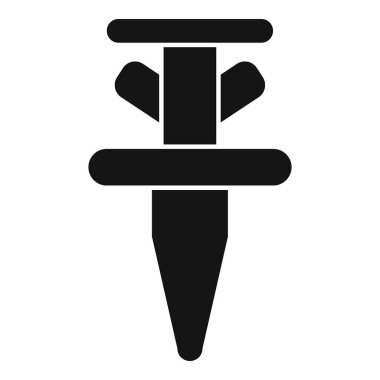 Plastik bir çapanın siyah silueti. Duvarlara nesneler tutturmak için kullanılan bir bağlayıcı.