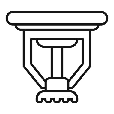 Yangın fıskiyesi tavandan sarkıyor, yangın durumunda harekete geçmeye hazır.