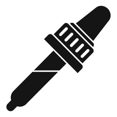 Kimyasal deneyler için sıvı dağıtan bir pipet damlasının siyah simgesi