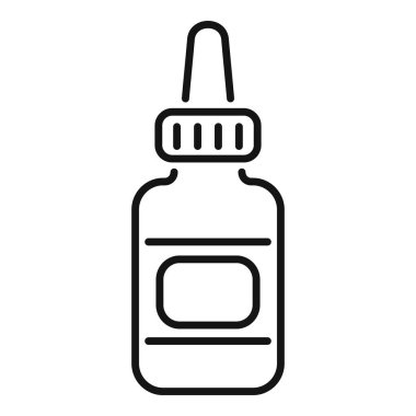 Sıvı ilaç dağıtan basit bir ilaç şişesi. Temiz siyah beyaz tasvir edilmiş.