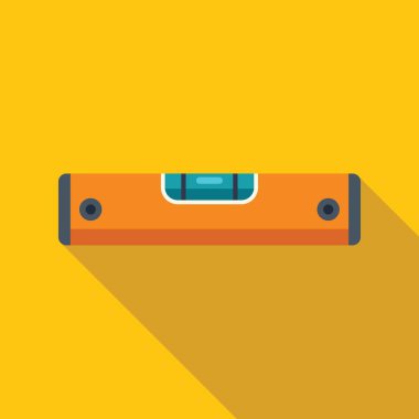 Ruh seviyesi sarı bir zemin üzerinde, yüzeyin tamamen yatay olup olmadığını belirlemeye hazır.