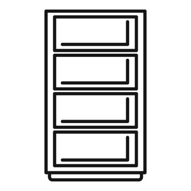 Dört çekmeceli bir ofis dolabının basit vektör simgesi, depolama ve düzenleme için mükemmel