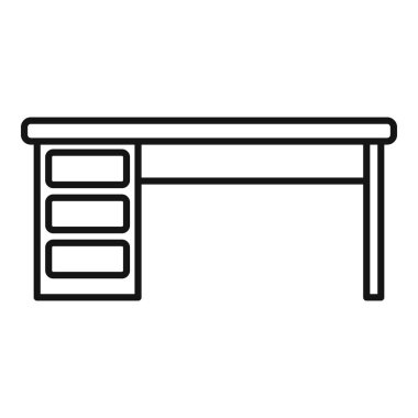 Çekmeceleri olan basit bir masa simgesi, ofis organizasyonunu temsil etmek ya da ev ayarlarından çalışmak için mükemmel