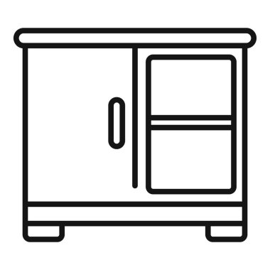 Kapıları ve rafları yerde duran modern dolap, ev içi mobilyalar.