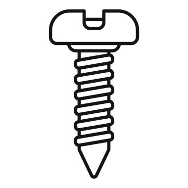 Metal bir vidanın basit siyah beyaz çizimi nesneleri sıkıca bir arada tutuyor.