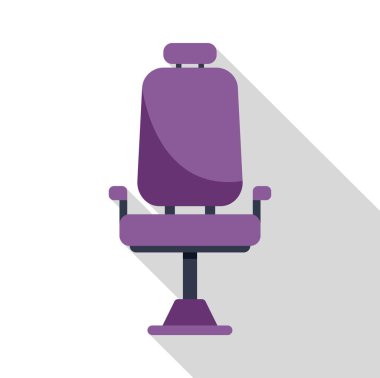 Beyaz arkaplanda düz stil mor berber sandalye simgesi