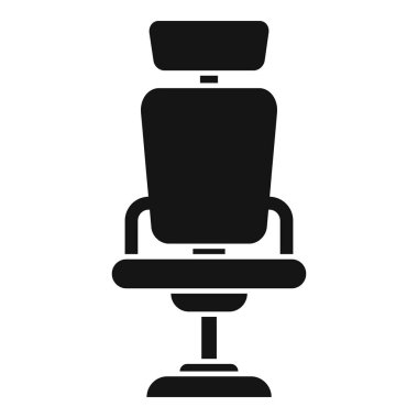 Beyaz arka planda duran bir ofis sandalyesinin siyah silüeti.