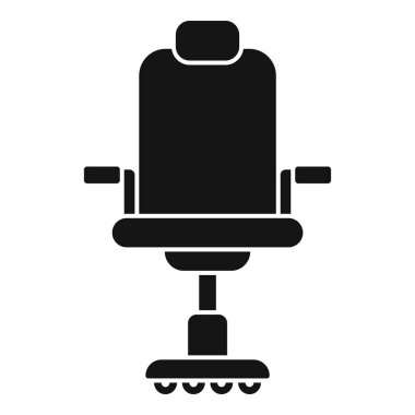 Tekerlekleri ve kollukları olan siyah bir ofis sandalyesinin simgesi.