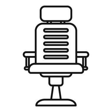 Başlığı olan rahat bir ofis koltuğunun siyah beyaz çizimi, ofis işi kavramlarını veya rahat oturma düzenini temsil etmek için ideal.