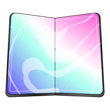 Katlanabilir akıllı telefon soyut bir pastel renk arkaplanı gösteriyor