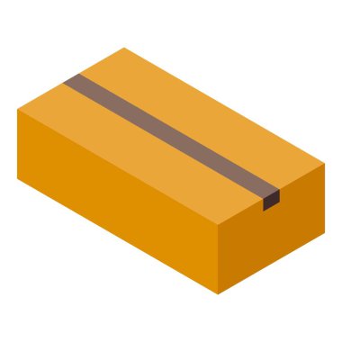 Bantla mühürlenmiş karton kutu beyaz bir arka planda yatıyor.