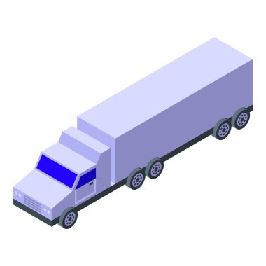 Beyaz kargo kamyonu, malları izometrik görüntüde taşıyor.