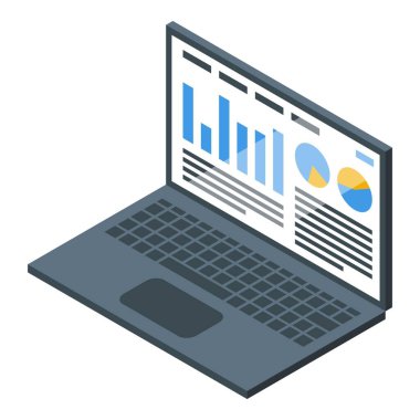 Bilgisayarda çizelgeler ve grafikler gösteriliyor, iş kararları için içgörü sağlanıyor