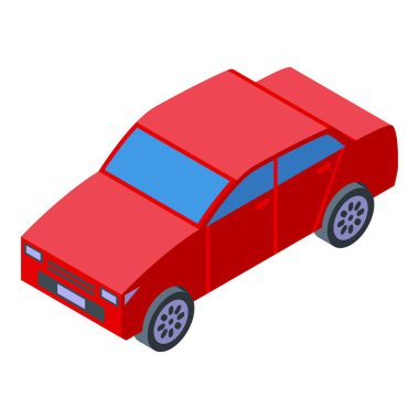 Yolcu aracını temsil eden kırmızı sedan araç izometrik görüntüde.