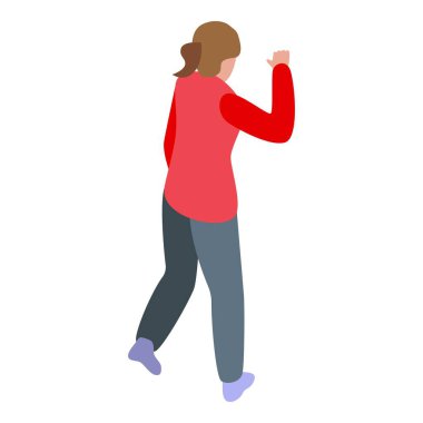 Genç bayan yürüyor ve elini kaldırıyor selamlamak ya da veda etmek için.