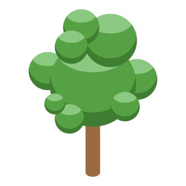 Yuvarlak şekilli basit yeşil ağaç, video oyunlarında veya resimlerde doğayı temsil etmek için ideal.