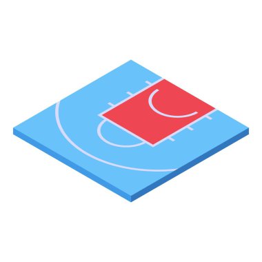 Basketbol sahasının Isome görüşü, üç nokta çizgisini ve anahtarı gösteriyor.