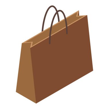 Ayakta duran kahverengi bir alışveriş çantasının Isome çizimi
