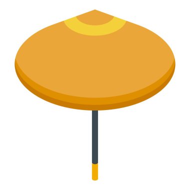 Yuvarlak kumsal şemsiyesi güneşli bir günde serinletici bir gölge bırakıyor