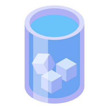 İçinde buz küpleri yüzen bir bardağın izah edici bir çizimi.