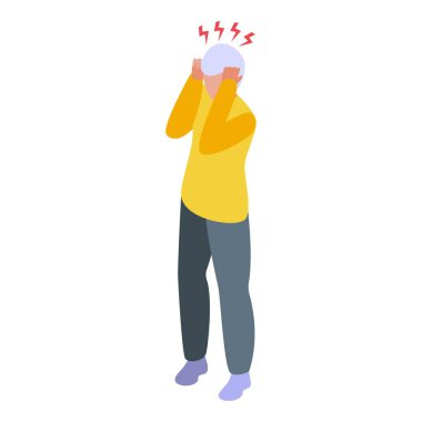 Müdürün başı çok ağrıyor, elleriyle başını sıkıyor.