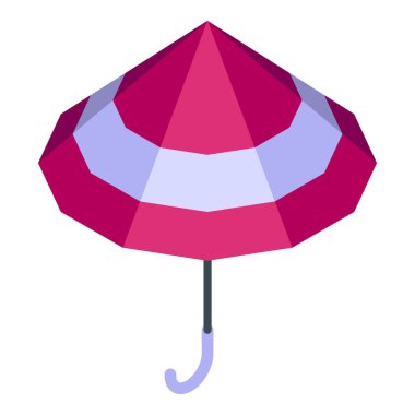 Pembe ve beyaz kumsal şemsiyesi, güneşli bir günde güneşten uzak bir gölge sağlar.