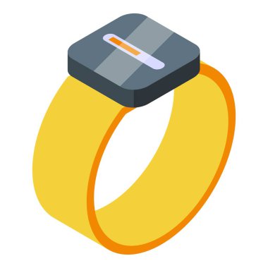 Batarya durumu izometrik vektör resimlemesini gösteren akıllı halka