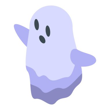 Şaşırmış bir ifadeyle sevimli, dost canlısı bir hayalet. Cadılar Bayramı tasarımları için mükemmel.